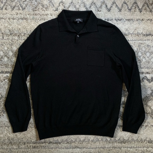 A.P.C. Other - APC Black Knit LS Sweater Polo XL